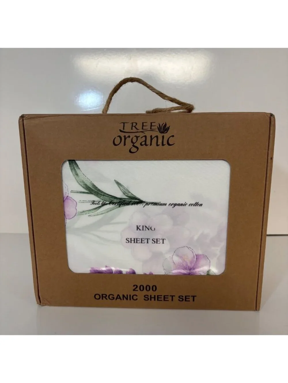 Tree Organic 2000 King Sheet Set Organic Cotton Floral Fits 18